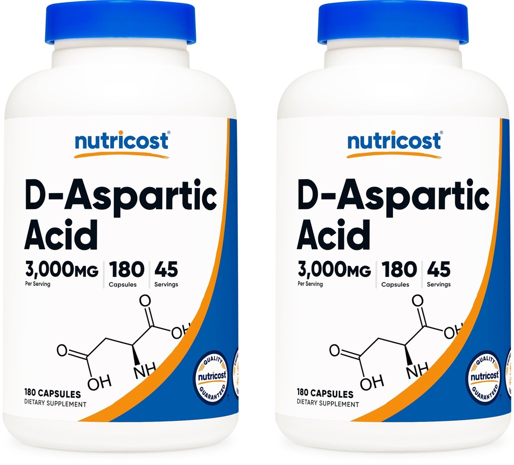 Nutricost D-Aspartic Acid Capsules (180 caps) (2 Botellas)