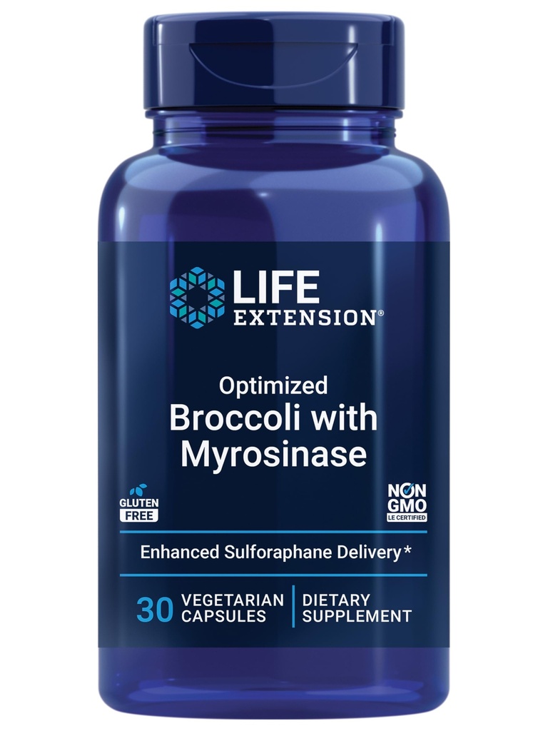 Ampliación de vida Broccoli optimizado con Myrosinase, Liver and Detox Suplemento, Advanced bioavailable, Once-Daily, Non-GMO, Vegetarian, Gluten-Free, 30 cápsulas