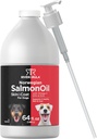 Horbaach Noruego Salmón Aceite para Perros (64oz) Silenciosos Esquí saludable y Carne Silencio con Omega 3, EPA &amp; DHA Silencioso Pet Suplemento No.