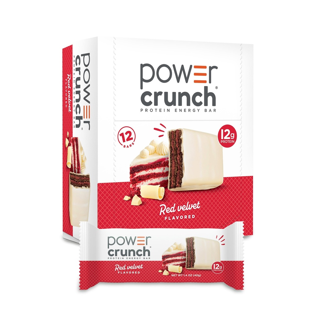 Power Crunch Protein Wafer Bares, High Protein Snacks with Delicious Taste, Red Velvet, 1.4 Ounce (12 Conde)