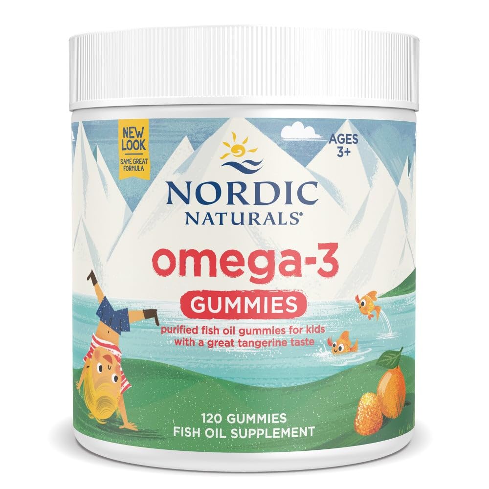 Nordic Naturals Nordic Omega-3 Gummies, Tangerine - 120 Gummies - 82 mg Total Omega-3 con EPA " DHA - Non-GMO - 60 Servimientos