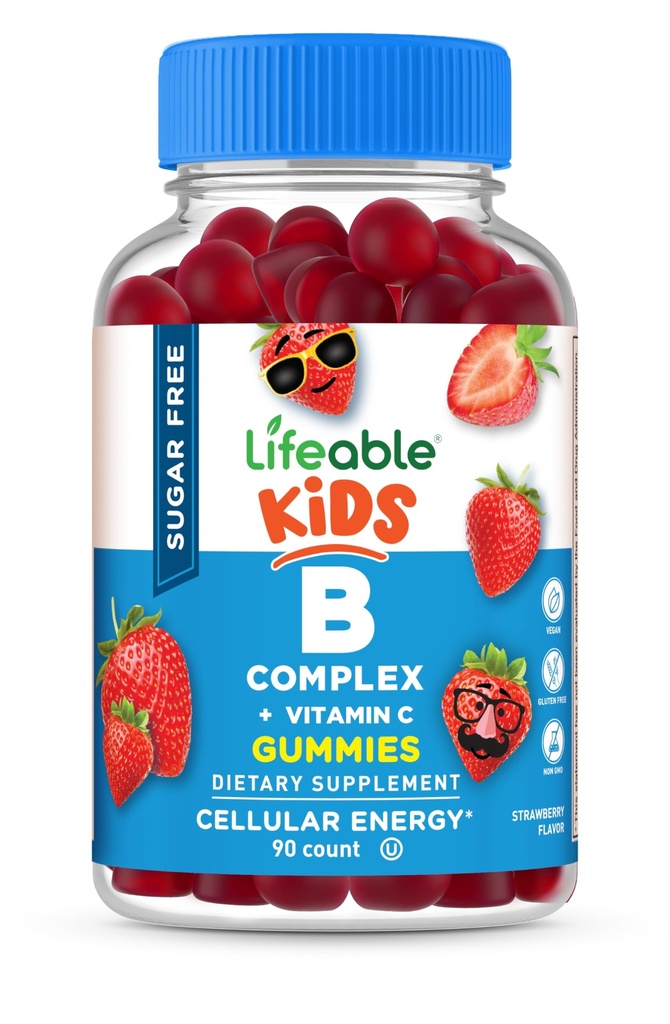 Complejo libre de vitamina B para niños TENIDO B-Complejo con vitamina C soporta Gran Tasting VIT B Complejo Vitaminas TENIDO Energía y Nerve Soporte para niños B Complejo de vitaminas para niños y niñas