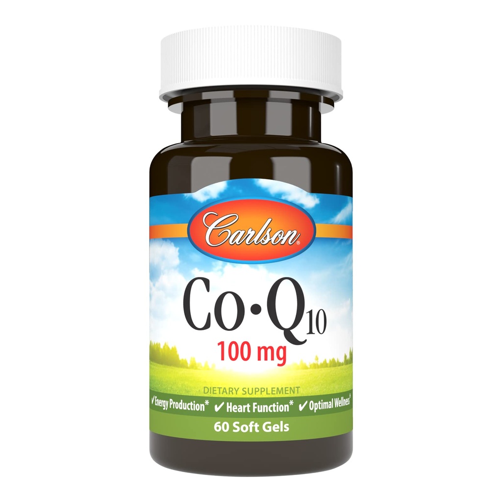 Carlson - Co-Q10, 100 mg, producción de energía y función cardíaca, 60 Softgels