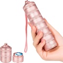 Organizador de píldoras metálicas de 7 días - Caja de píldoras de vitaminas de viaje impermeable Contenedor diario de píldoras 7 Compartimientos, Contenedores semanales para la medicina Suplementos Aceite de pescado, Rosa