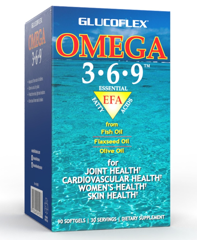 vGlucoflex Omega 3-6-9, Omegas de EPA/DHA Fish Oil for Joint Health, 30 porciones