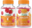 Vitamina E + Calcio con Vitamina D, Gummies Bundle - Gran Tasting, Suplemento de Vitamina, Gluten Gratis, GMO Gratis, Chewable Gummy