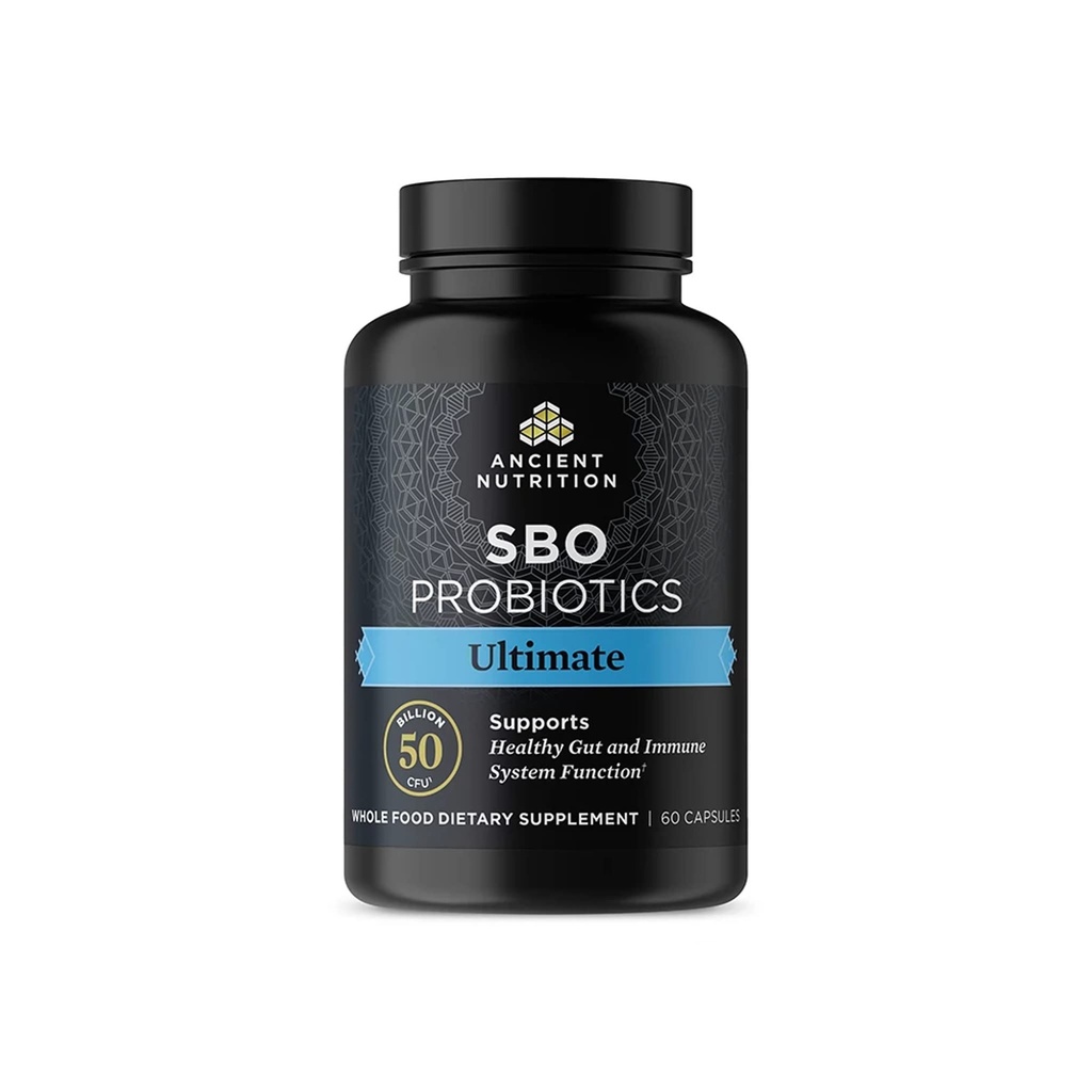 Probióticos de nutrición antiguos, Probióticos SBO Ultimate 50 Billion CFUs*/Serving, Digestive e Immune Support, Gluten Free, Antiguos Superfoods Blend, 60 cápsulas