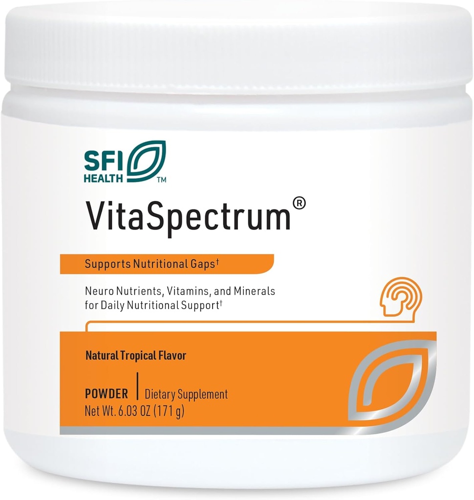 Klaire Labs SFI Health VitaSpectrum Polvo - Multivitamina/Mineral para niños con 23 Nutrientes Esenciales, Sabor tropical para niños, sin cobre, hierro, gluten o Casein (171 G / 30 Servings)