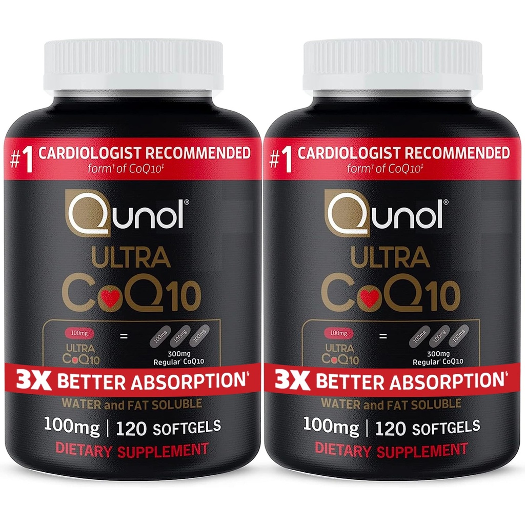 Qunol Ultra CoQ10 100mg, 3x Mejor Absorción, Agua Patenada y Fat Soluble Suplemento Natural Forma de Coenzima Q10, Antioxidante para la Salud del Corazón, 240 Contar Softgels