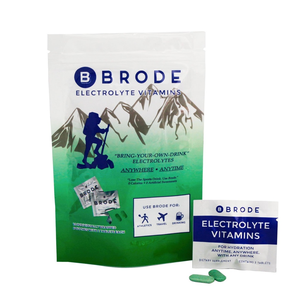 Brode Electrolyte Vitamina - Portable Zero-Sugar Electrolyte Tablets - No Gross Flavor - para Deportes, Vida nocturna, Jetlag, 5 Electrolitos esenciales + 9 Vitaminas