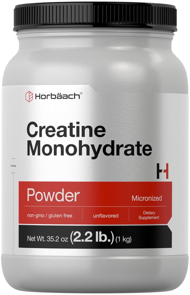 Horbäach Creatine Monohydrate Powder ¦ 2.2lbs (35.2 oz) Silencio Micronized and Unflavored ¦ Vegetarian, Non-GMO, and Gluten Free Supplement