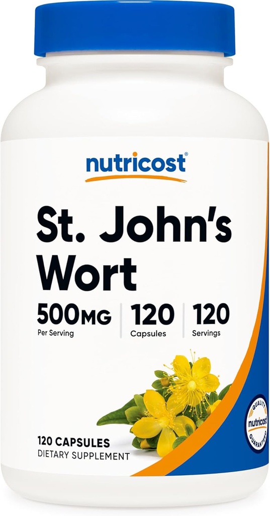 Nutricost Capsules Wort de St John (500mg) 120 Capsules - Vegetariano, Gluten Libre y No GMO