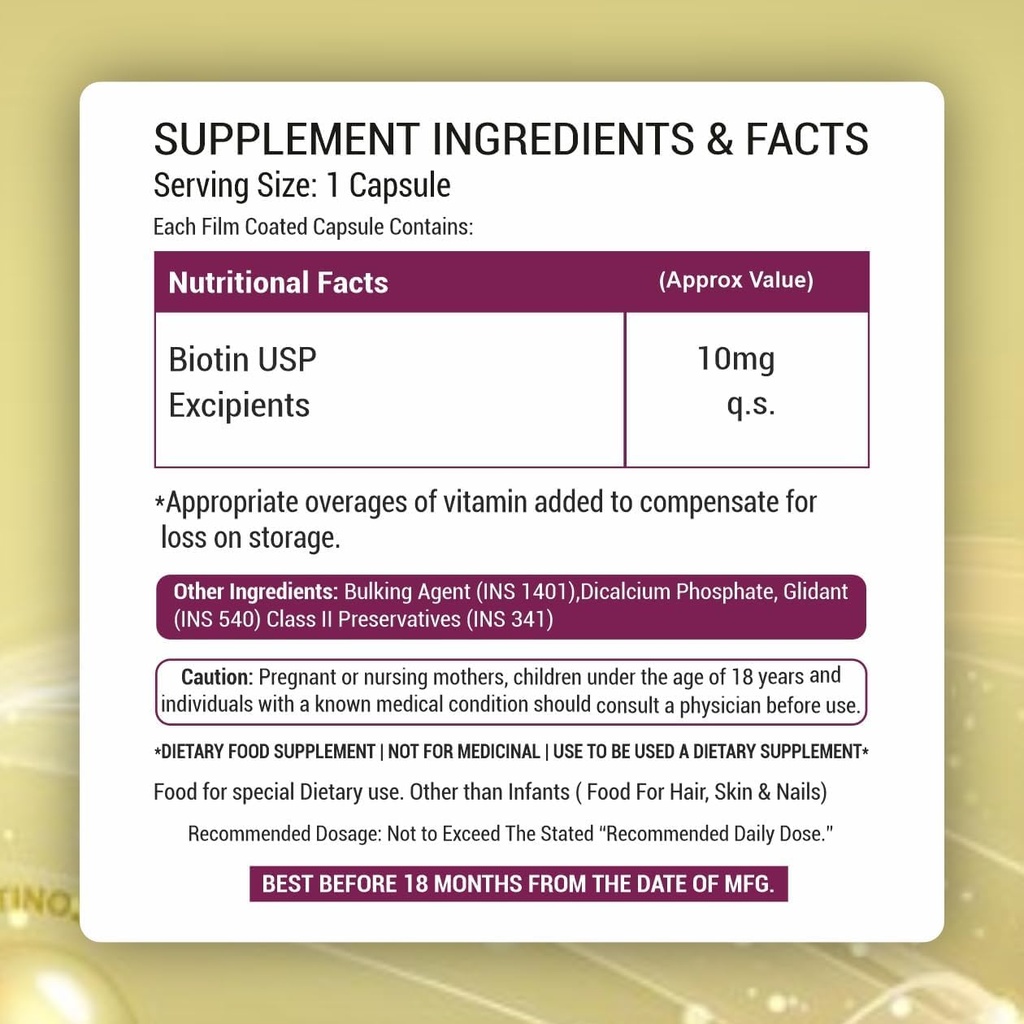Cápsula de suplemento de biotina basada en plantas con Bloqueadores DHT, Omega &amp; Biotin, soporta la sintesis de queratina  durable for Stronger Hair, Skin and Nails - 90 cápsulas de veg