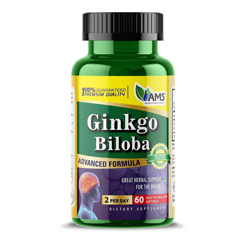 Estados Unidos Medic &amp; Science Ginkgo Biloba 60mg (60 Softgels) ← Brain Booster Suplemento para Hombres y Mujeres ← Mind Enhancer con Herbal Leaf Extract