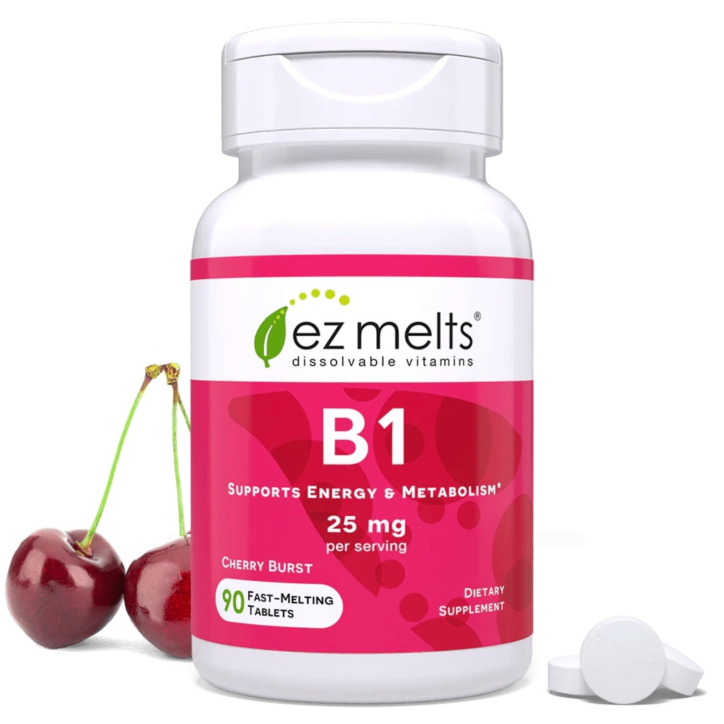 EZ derriba la vitamina B1 25 mg, sin azúcar, fuente de 45 días - 1 paquete