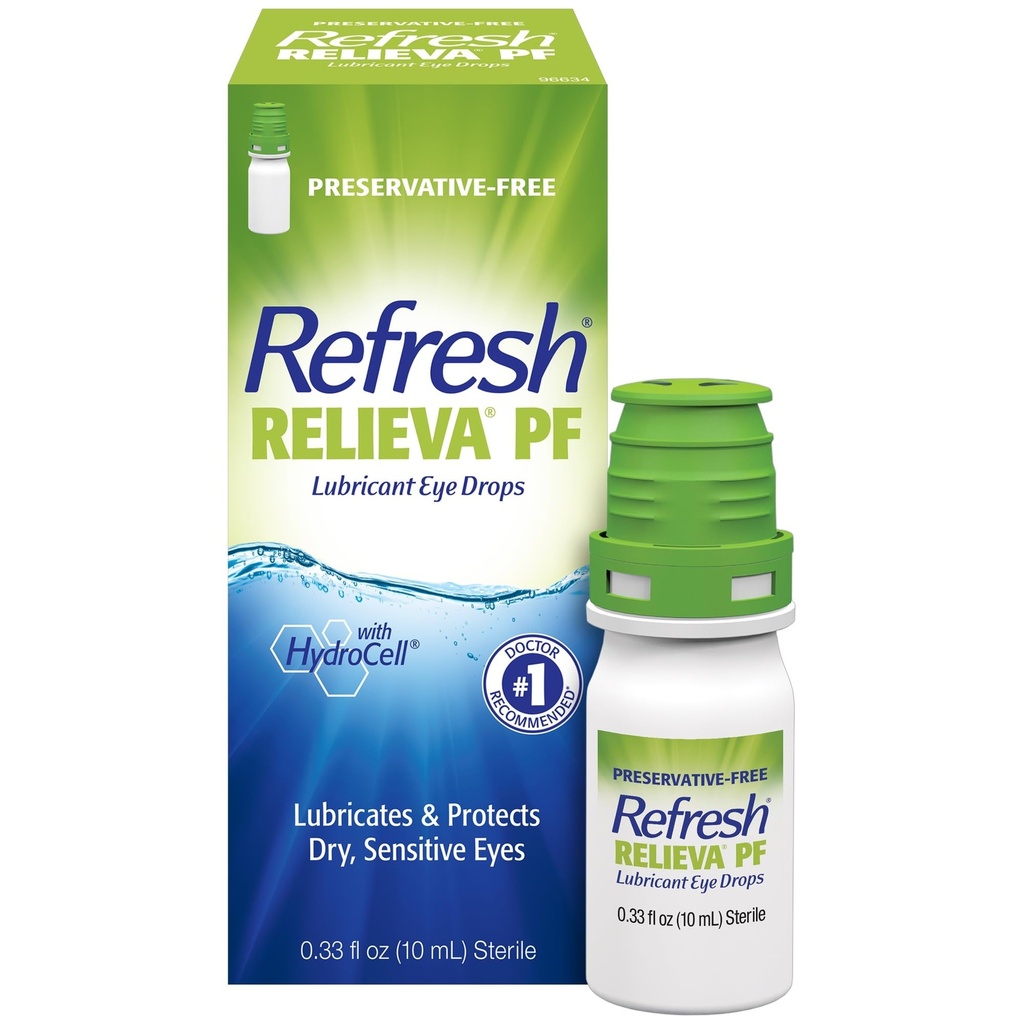 Refresh RELIEVA Lágrimas sin preserva Lágrimas Ojo Lubricante, 0.33 fl oz (10 mL)