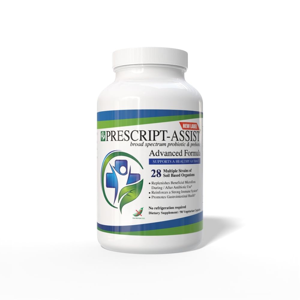 Prescript-Assist Prescipt-Assist Prebiotics " Probiotics for Digestive " Immune Health. 28 Strains Soil-Based Microflora - Vegan, apoya la recuperación del músculo " Gut Health, 90 cápsulas