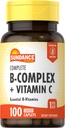 Sundance Completo B-Complex con Vitamina C Silencioso 100 Caplets  durable Vitamina Esencial Fórmula Silencio Vegetariano, No GMO, y Gluten Free Fórmula