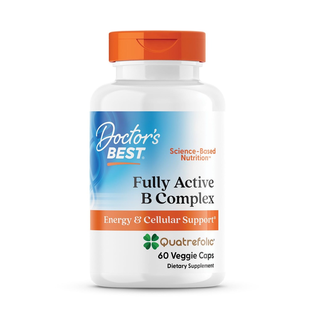 El mejor Complejo B Activo completo del médico, Energía &amp; Soporte Celular, No GMO, Gluten Free, Soy Free, Vegan 60 Veggie Caps