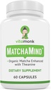 VitaMonk Matcha Capsules con Theanine & Theobromine - Pills Matcha de Japón con 25 mg de Caffeine Natural - para Smooth Energy y Focus Sin Las Jitters - 60 ct