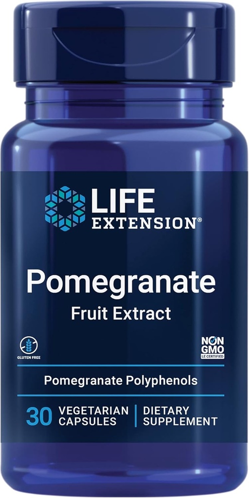 Extracto de fruta granada, 500 mg, polifenoles antioxidantes para la salud cardiovascular, superalimentos, Gluten Free, No GMO, Vegetariano, 30 cápsulas