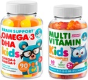 DR. MORITZ Niños Omega 3 Gummies (90 Conde) y Niños Multivitamina Gummies Bundle (60 Conde,) - para el Apoyo Inmunitario Infantil y Salud General