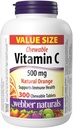 Webber Naturals Vitamina C, 300 Tablas Naranjas Chewable, 500 mg de Vitamina C Por Tabla, Huesos, Dientes, Inmune y Antioxidante