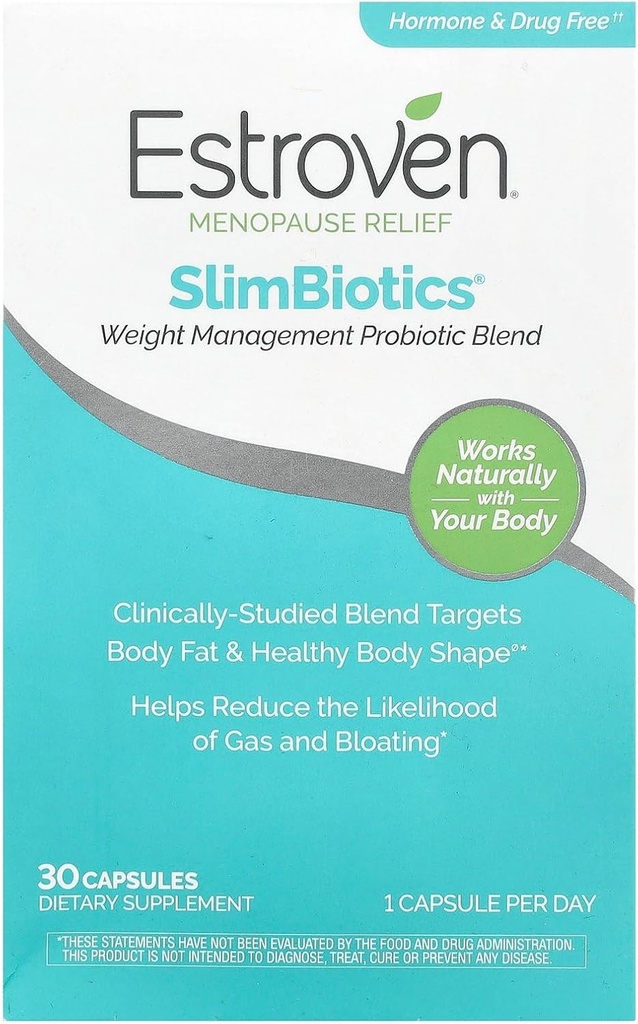 Estroven SlimBiotics, Weight Management Menopause Supplements for Women, 30 Capsules, B Vitaminas para apoyar la salud metabólica, Probiotics for Digestive Health to Provide Gas &amp; Bloating Relief
