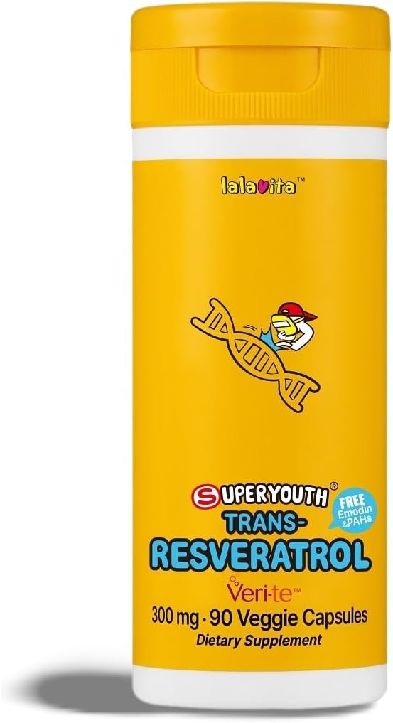 SuperYouth Trans-Resveratrol 300mg 90 Veggie Capsules - (90 Día) mayo ayuda a la salud general, hecha a través de la fermentación de la levadura
