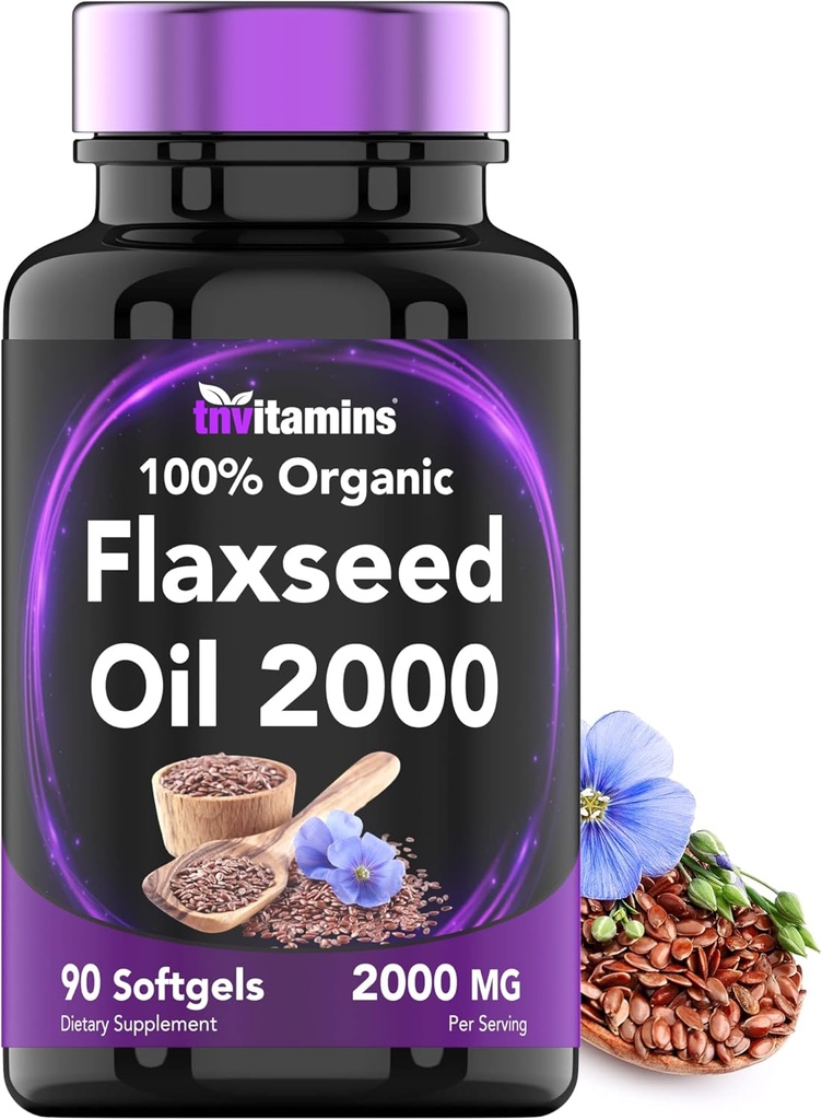 Aceite de Flaxseed Orgánica Softgels: 2000 mg - 90 Softgels ← Alto en los ácidos grasos Omega-3