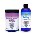 RnA ReSet ReMag &amp; Vitamina C Reset Bundle – Suplemento de Magnesio Líquido (16.2 Fl Oz) & Powder de vitamina C sabor a baya (14.81 Oz)
