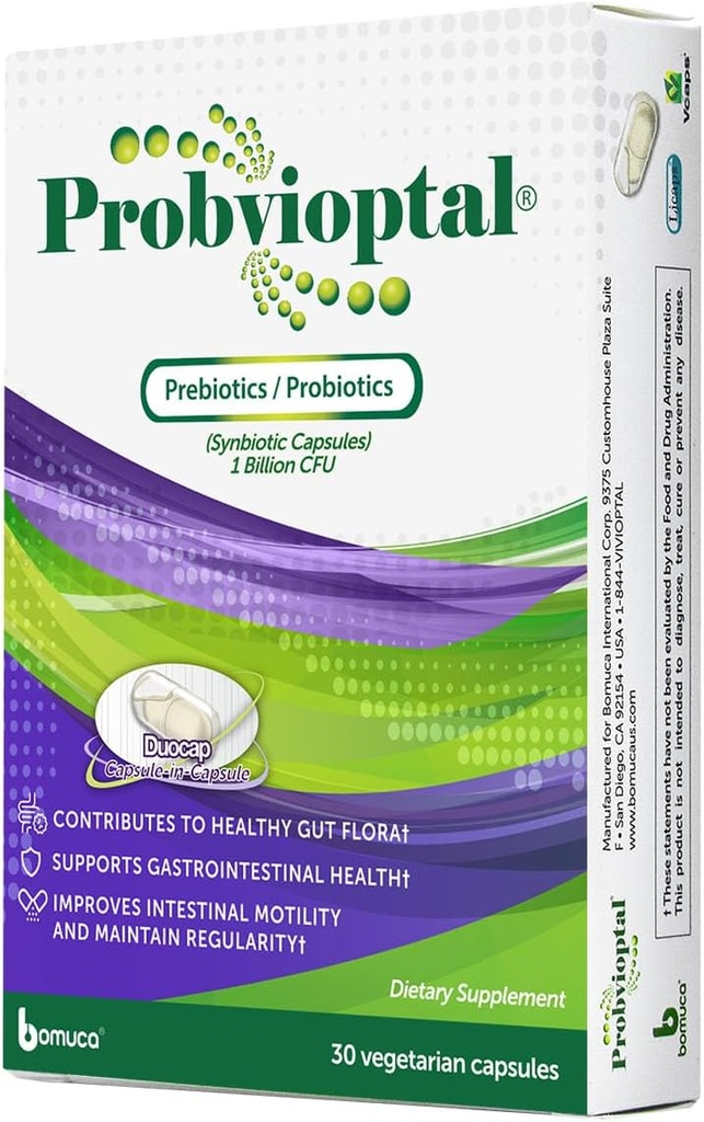 Probvioptal, 30 cápsulas (330 unidades), Probióticos " Prebióticos, Duocap, 1 billón CFU, Gluten Free
