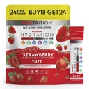 Hydration Powder, Strawberry Pack of 24 Electrolyte Powder Packets, Naturally Flavored Hydrating Packets for Water, Fast Acting Hydrate Electrolytes with Vitamins B angularC, Energy &amp; Recovery