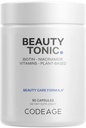 Codeage Biotin Supplement with Vitamin C, Vitamina E, Vitamina B6, Niacin, Folate, Organic Food Blend, Phytoceramides, Astaxanthin, Selenium - Beauty Tonic - Hair, Skin y Nail Support - Vegan, 90 Ct