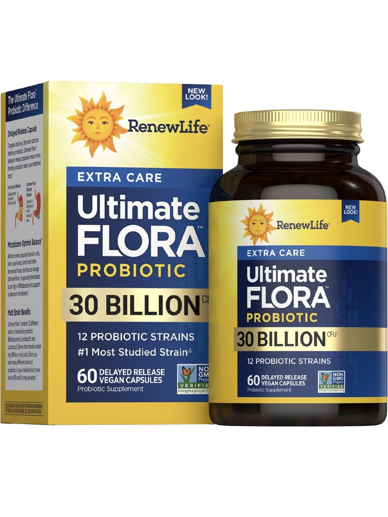 RenewLife Extra Care Ultimate FLORA Probiotic, 60 cápsulas