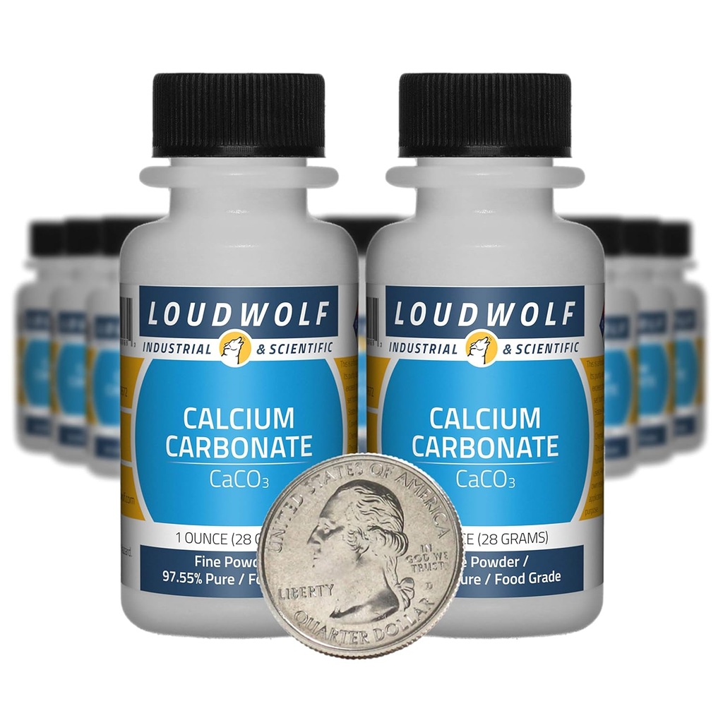 Carbonato de calcio / 1.3 Libras / 20 Botellas / 97,55% Pure Food Grade/Fine Powder