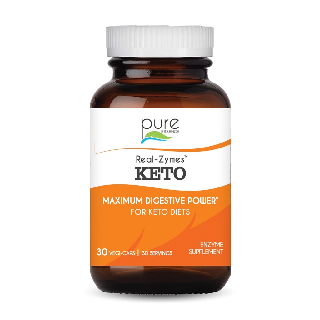 Real-ZymesTM KETO Digestive Enzymes Supplement with Probiotics for Better Digestion - Natural Support for Relief of Bloating, Gas, Belching, Diarrhea, Constipation, IBS, etc. - 30 Caps