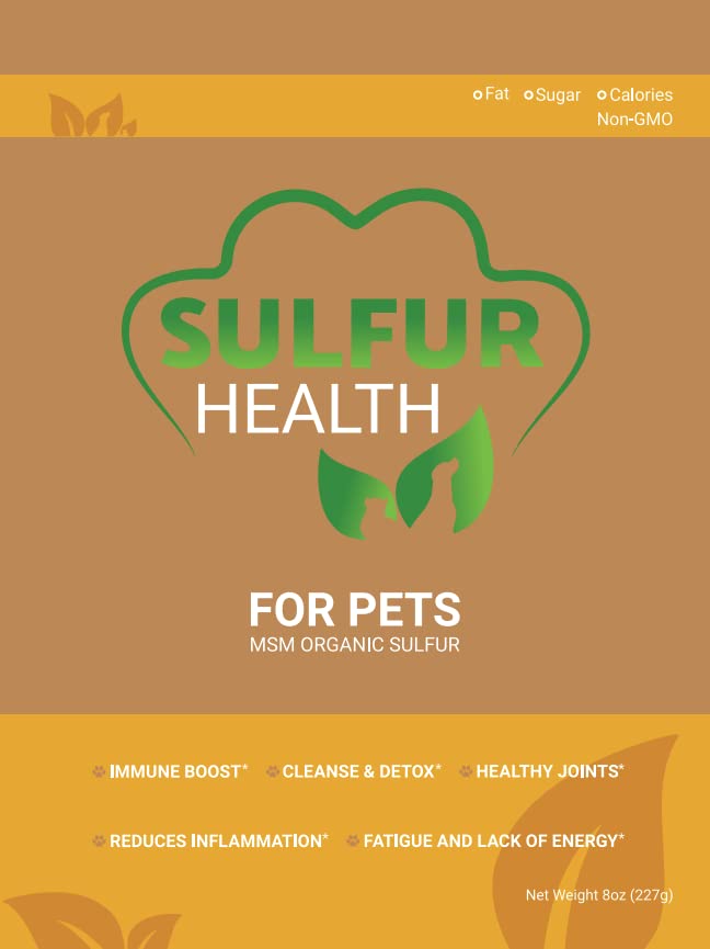 Sulfuro de mascotas orgánicas - 99,9% Puro MSM Suplemento para mascotas - Lab-Tested and Certified Pet MSM