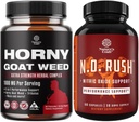 Bundle of Horny Goat Weed for Men with Black Maca Root, Tongkat Ali, Saw Palmetto & Panax Ginseng Extract for Stamina & Energy and Nitric Oxide Supplement with L-Arginine for Muscle Growth & Recovery