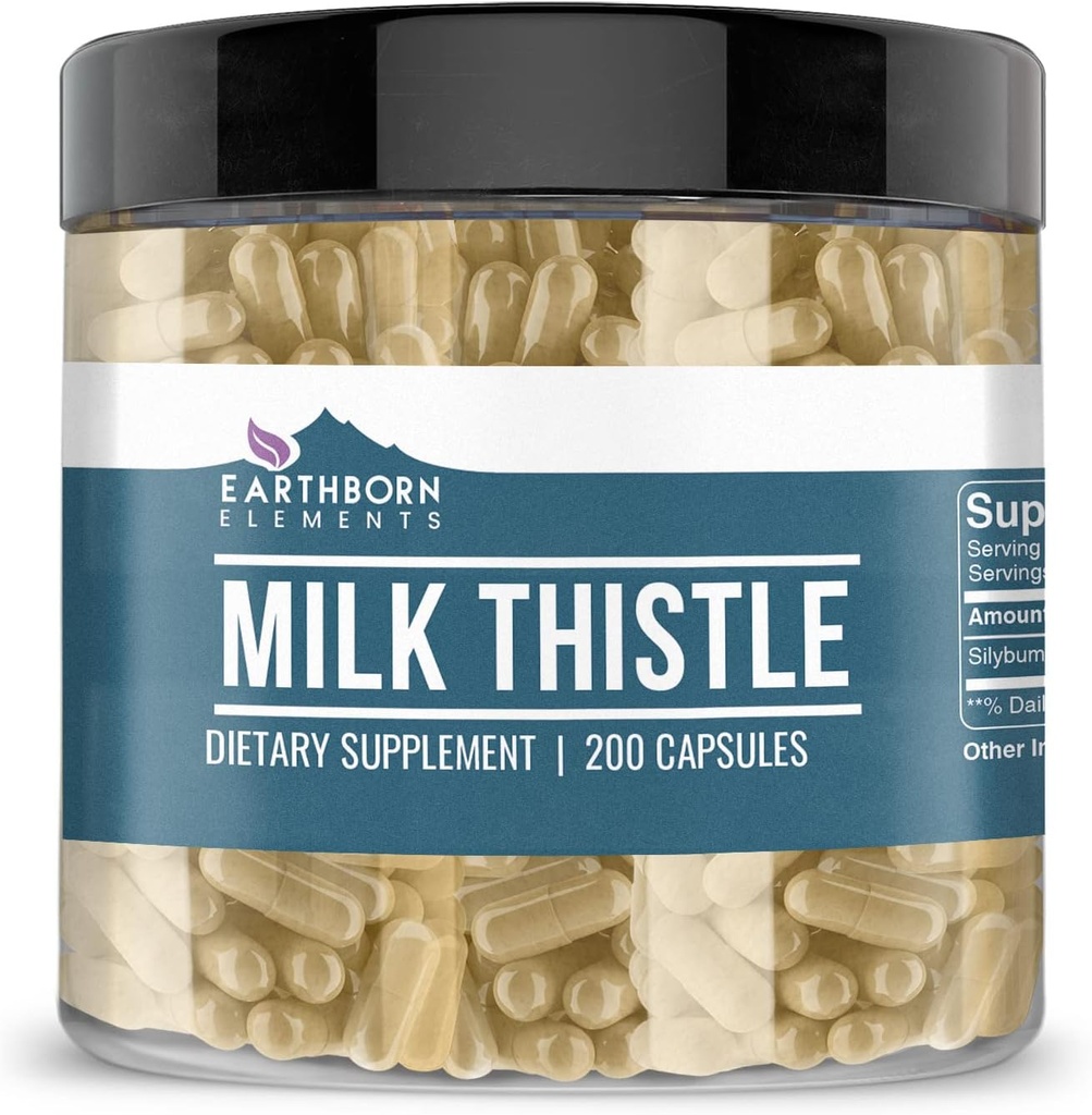 Elementos tercos Milk Thistle 200 Capsules, Puro ' Undiluted, No Additives