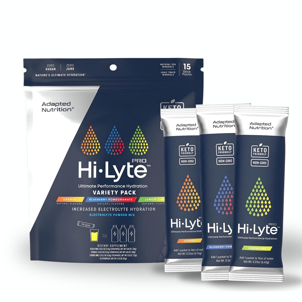 Paquetes de hidratación Hi-Lyte Pro - 15 Packs de Bebida Individual ← Variety Pack ← Flavored Electrolyte Powder ← Sin azúcar, Zero Carb, Zero Calorie