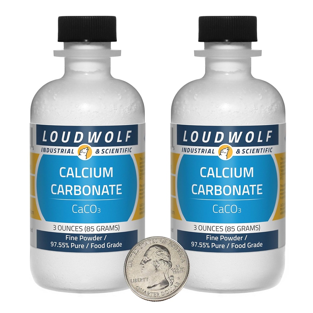 Carbonato de calcio / 6 onzas / 2 botellas / 97+% Pure Food Grade/Fine Powder/USA