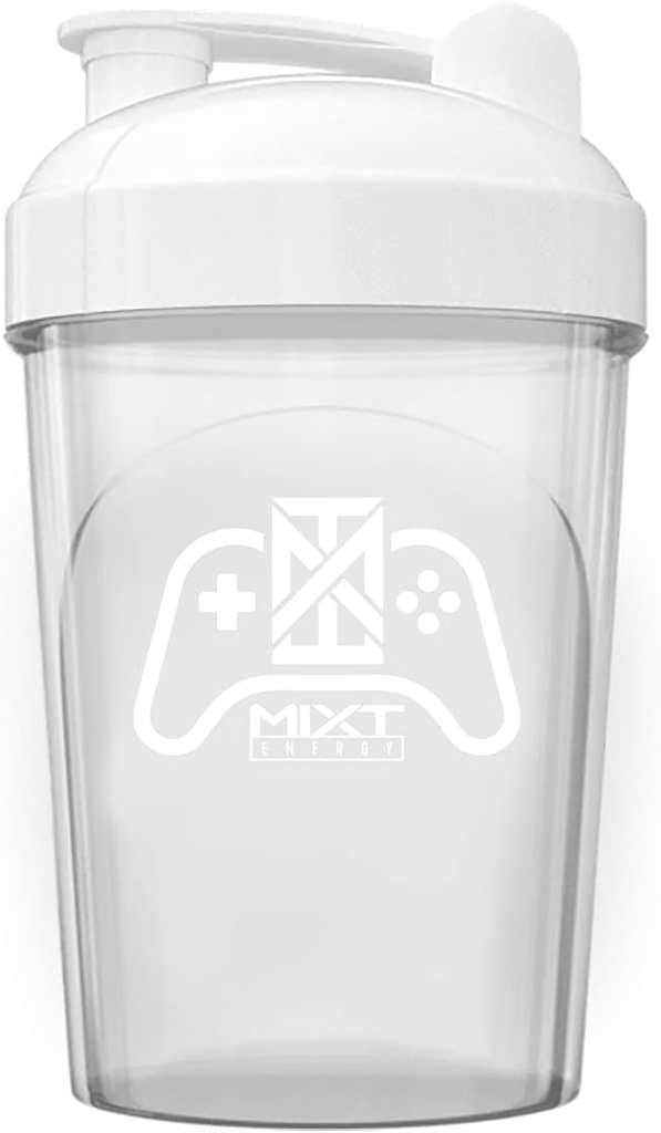 MIXT Energy Shaker Bottle, 16 oz. Shaker Bottle, BPA Tecnología de mezcla libre de tapas (16 oz, Game Controller)
