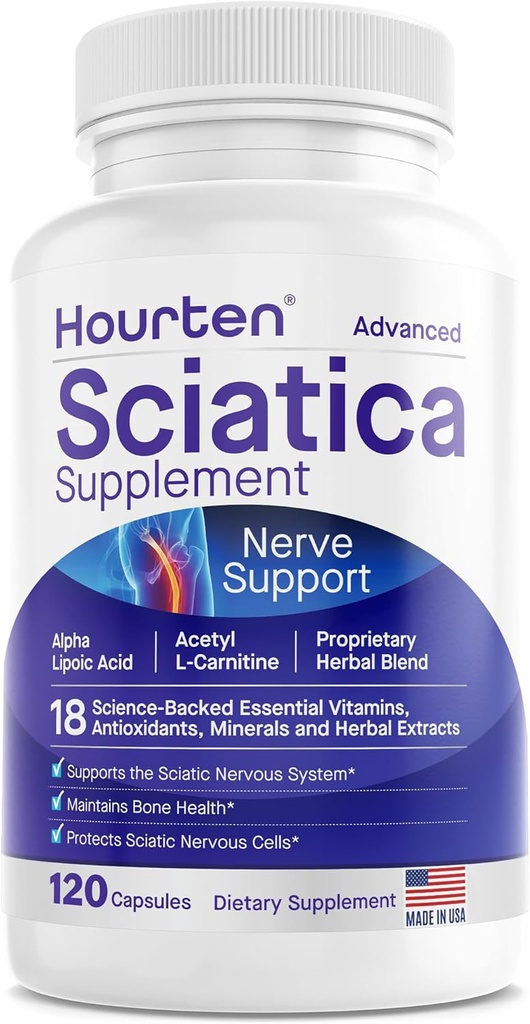 Avanzado Sciatic Nerve Support Relief: Alfa Lipoic Acid - 18 en 1 Sciatica Suplementos - Complejo de vitamina B - Hecho en EE.UU. (120 Cuenta (Pack of 1))