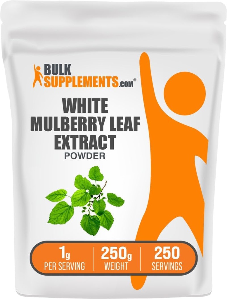 BulkSupplements.com Polvo de extracto de hoja de mora blanca - extracto de mora blanca, suplemento herbal - sin gluten, 1g por ser, 250g (8.8 oz) (Pack de 1)