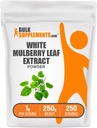 BulkSupplements.com Polvo de extracto de hoja de mora blanca - extracto de mora blanca, suplemento herbal - sin gluten, 1g por ser, 250g (8.8 oz) (Pack de 1)