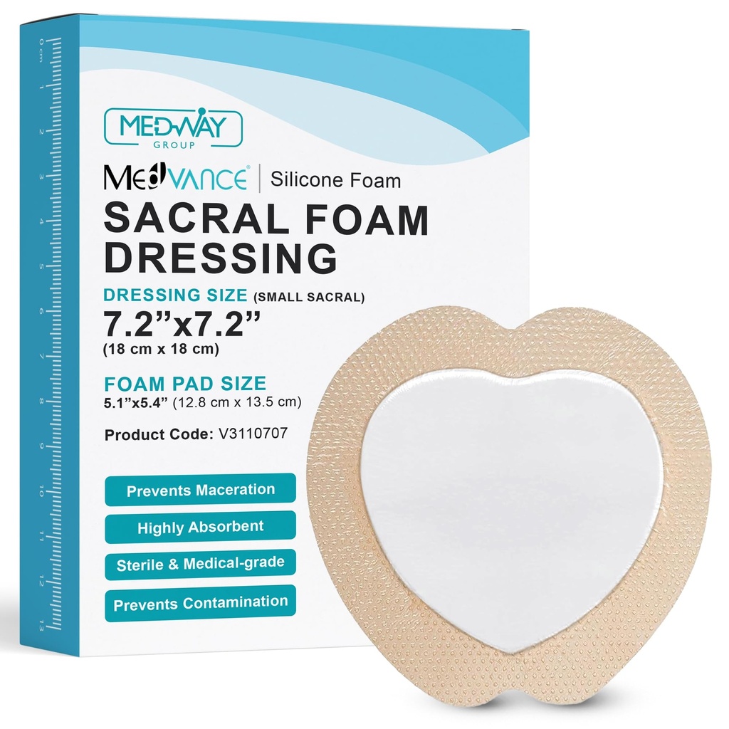 MedVance TM Silicona - Silicona Fronteriza Adhesivo Foam Dressing Sacral Tamaño 7"x 7" Caja de 5 apósitos
