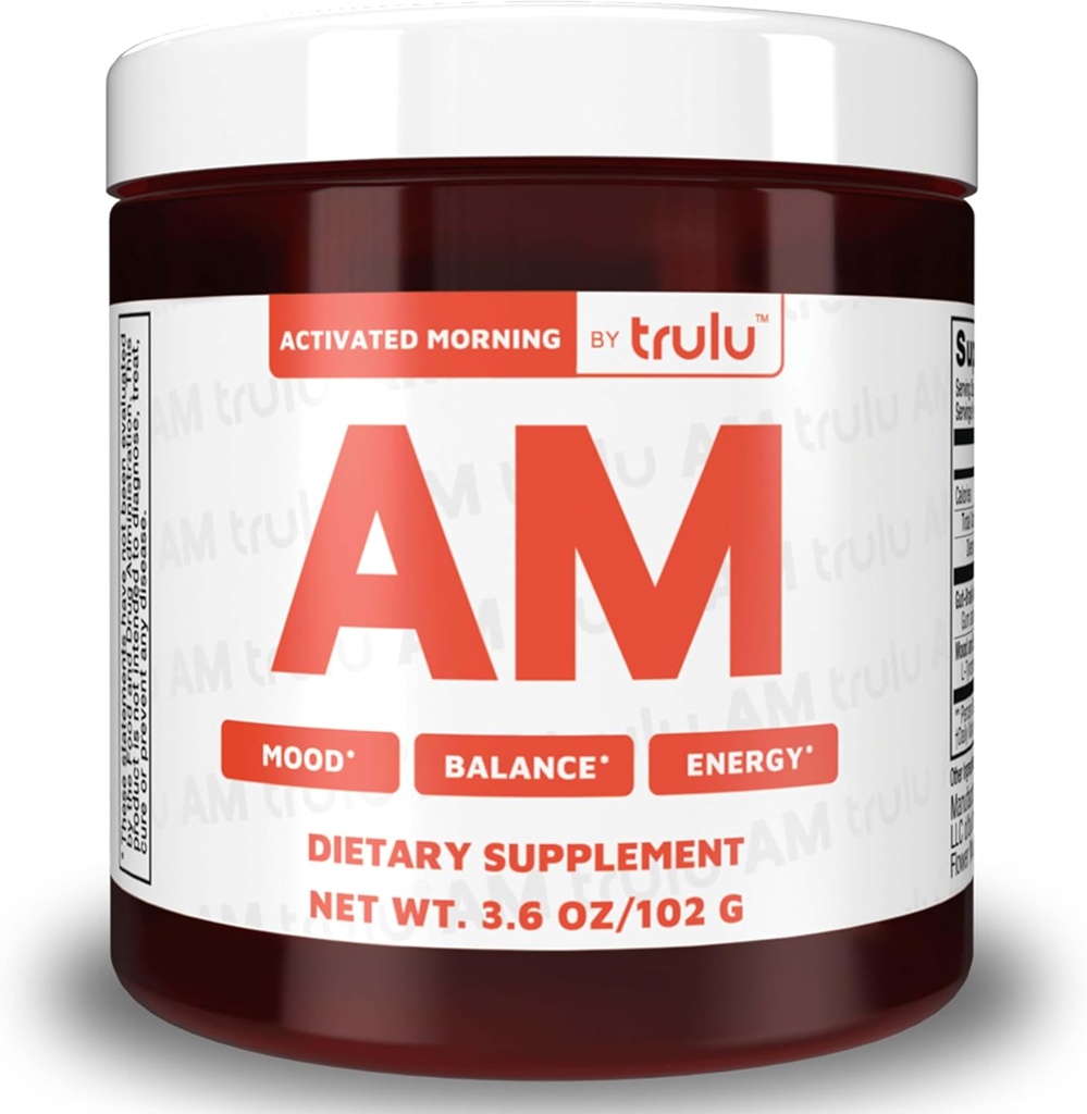 AM Activated Morning 3.6oz ← Gut Health and Brain Support Supplement for Motivation, Drive, " Cognitive Performance TEN Caffeine-Free Blend with L-Tyrosine for Lasting Energy, Focus, " Mood Enhancement