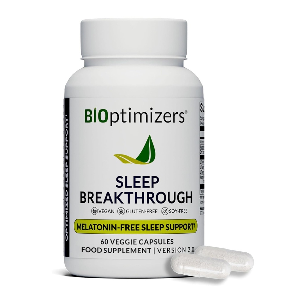 BIOptimizers Sleep Breakthrough Capsules - Suplemento de Apoyo Natural ← Ayuda de Alivio a la Calmación para Adultos Silencio Formando Silencio 60 cápsulas