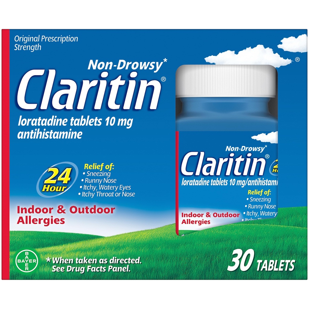 Claritin 24 HR Medicina de la alergia no somnolienta, tabletas antihistamínicas de Loratadina, 30 Ct